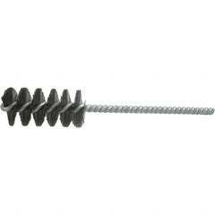 Brush Research Mfg. - 13/16" Diam Helical Steel Tube Brush - Single Spiral, 0.01" Filament Diam, 1-1/2" Brush Length, 6" OAL, 0.22" Diam Galvanized Steel Shank - Makers Industrial Supply