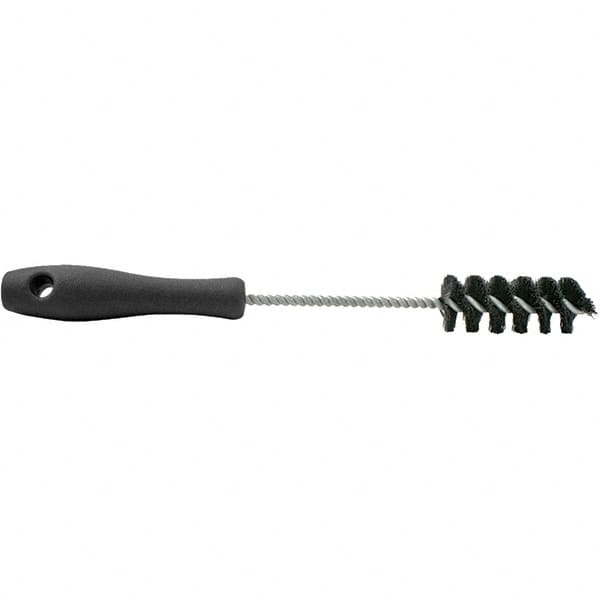 Brush Research Mfg. - 1/2" Diam Helical Nylon Tube Brush - Single Spiral, 0.005" Filament Diam, 2-1/2" Brush Length, 10-1/2" OAL, 0.168" Diam Plastic Handle Shank - Makers Industrial Supply