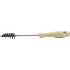 Brush Research Mfg. - 0.975" Diam Helical Stainless Steel Tube Brush - Single Spiral, 0.006" Filament Diam, 2" Brush Length, 10-1/2" OAL, 0.245" Diam Plastic Handle Shank - Makers Industrial Supply