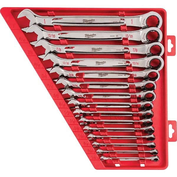 Milwaukee Tool - Wrench Sets Tool Type: Ratcheting Combination Wrench System of Measurement: Inch - Makers Industrial Supply