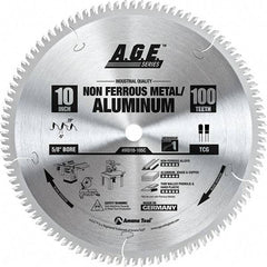 Amana Tool - 10" Diam, 5/8" Arbor Hole Diam, 100 Tooth Wet & Dry Cut Saw Blade - Carbide-Tipped, Clean Action, Standard Round Arbor - Makers Industrial Supply