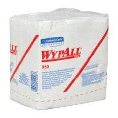 WypAll - X80 1/4 Fold Shop Towel/Industrial Wipes - Poly Pack, 12-1/2" x 12-1/2" Sheet Size, White - Makers Industrial Supply