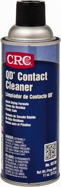 CRC - 11 Ounce Aerosol Contact Cleaner - 0°F Flash Point, 22,600 Volt Dielectric Strength, Flammable, Food Grade, Plastic Safe - Makers Industrial Supply