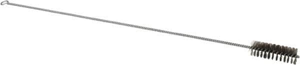 Schaefer Brush - 3" Long x 1" Diam Stainless Steel Long Handle Wire Tube Brush - Single Spiral, 27" OAL, 0.007" Wire Diam, 3/8" Shank Diam - Makers Industrial Supply