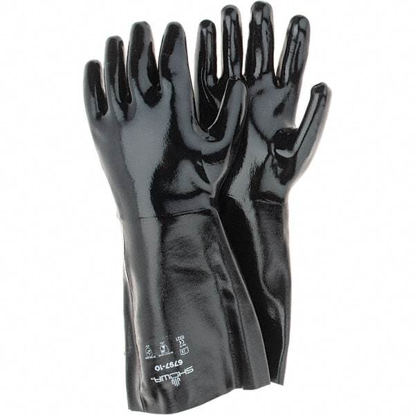 SHOWA - 18 mil Thick, Chemical Resistant Gloves - MP 1/PR ELBW LENGTH SMTH FIN NEOPRN GLVS - Makers Industrial Supply