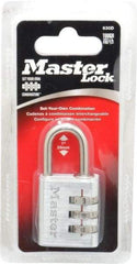 Master Lock - 1-3/16" Body Width, 1" Shackle Clearance, Die Cast Zinc Silver Coating Combination Lock - 3/16" Shackle Diam, 9/16" Shackle Width - Makers Industrial Supply