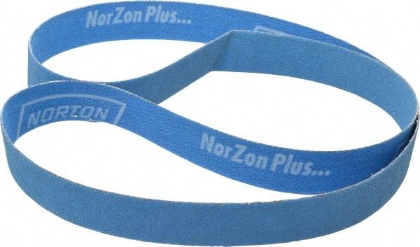 Norton - 1" Wide x 42" OAL, 80 Grit, Zirconia Alumina Abrasive Belt - Zirconia Alumina, Medium, Coated, X Weighted Cloth Backing, Series R823 - Makers Industrial Supply