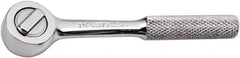 SK - 1/4" Drive Round Head Ratchet - Full Polish Chrome Finish, 4-1/2" OAL, 60 Gear Teeth, Full Polished Knurled Handle, Reversible Head - Makers Industrial Supply