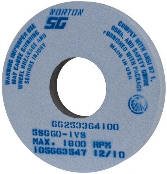 Norton - 14" Diam x 5" Hole x 1-1/2" Thick, I Hardness, 60 Grit Surface Grinding Wheel - Ceramic, Type 1, Medium Grade, 1,800 Max RPM, Vitrified Bond, No Recess - Makers Industrial Supply