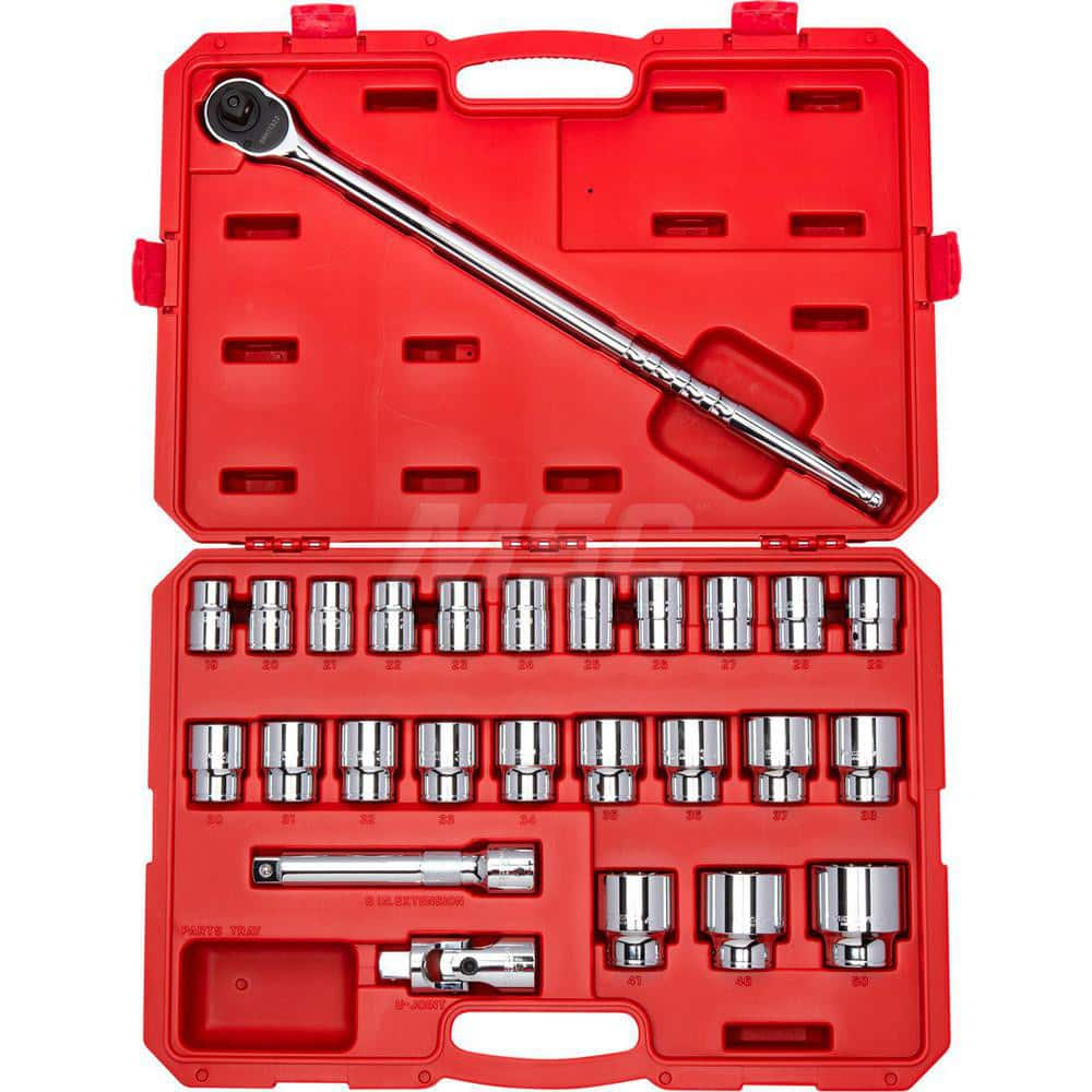 Socket Set: 3/4″ Drive 19 to 50 mm Socket, 6 Point