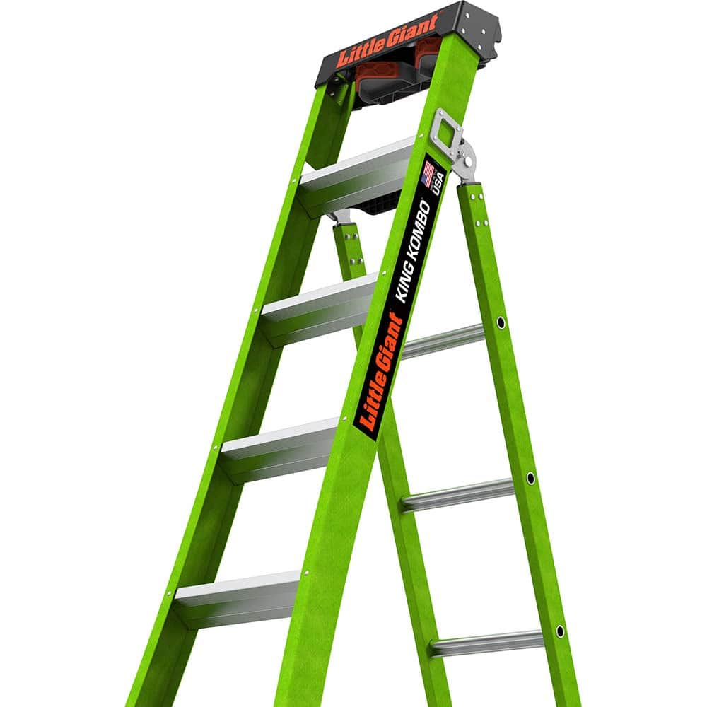 Little Giant Ladder - Step Ladders; Type: Multi-Use Ladder ; Height (Feet): 8 ; Industry Rating: 1AA ; Load Capacity (Lb.): 375.000 ; Material: Fiberglass ; Base Spread: 59 (Inch) - Exact Industrial Supply