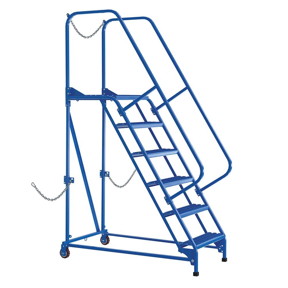 Vestil - Rolling & Wall Mounted Ladders & Platforms; Type: Rolling Ladder ; Style: Semi-Trailer Access Ladder ; Number of Steps / Rungs: 6 ; Height (Inch): 90 ; Load Capacity (Lb.): 350.000 ; Base Width (Inch): 30-1/16 - Exact Industrial Supply