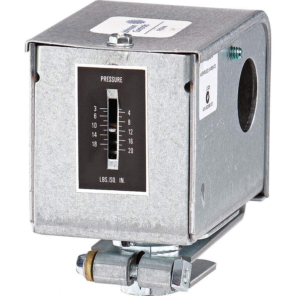 Johnson Controls - Pressure, Vacuum & Compound Switches; Maximum Adjustable Range: 20 psi ; Minimum Adjustable Range: 2 psi ; Type: Low Pressure Control ; Maximum Pressure Setting: 20 psi ; Thread Size: 1/8 ; Thread Type: npsf - Exact Industrial Supply