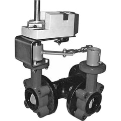 Honeywell - Actuated Butterfly Valves; Pipe Size: 6 (Inch); Actuator Type: Electric ; Style: Flanged ; Material: Cast Iron; Polyester ; WOG Rating (psi): 50 ; Seat Material: EPDM - Exact Industrial Supply