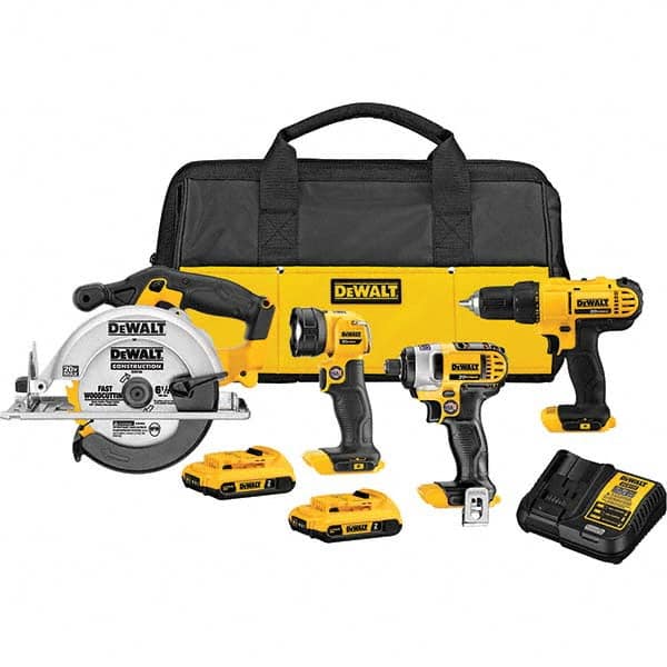 DeWALT - Cordless Tool Combination Kits Voltage: 20 Tools: 1/2" Drill/Driver; 6-1/2" Circular Saw; LED Worklight - Makers Industrial Supply