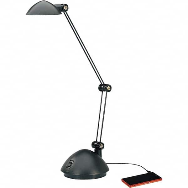 Task Light: LED, 20″ Reach, Pivot Arm, Floor, Black