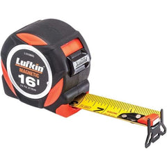 Lufkin - 16' x 1-3/16" Yellow Steel Blade Tape Measure - 1/16" Graduation, Inch Graduation Style, Black ABS Plastic Case - Makers Industrial Supply