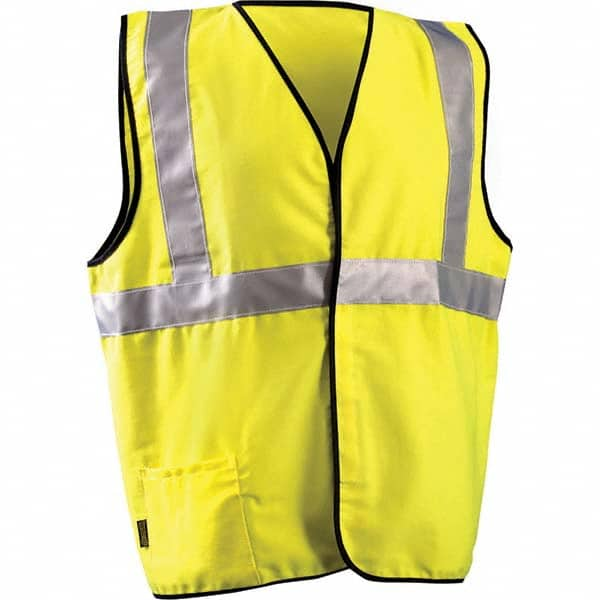 OccuNomix - Size 4X/5X L Flame Resistant Hi-Vis Yellow Solid General Purpose High Visibility Vest - Makers Industrial Supply