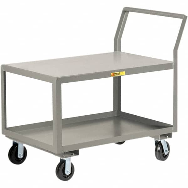 Little Giant - 3,600 Lb Capacity, 24" Wide x 48" Long x 42" High Utility Cart - 2 Shelf, Steel, 2 Rigid/2 Swivel Casters - Makers Industrial Supply