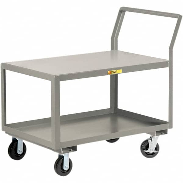 Little Giant - 3,600 Lb Capacity, 30" Wide x 48" Long x 42" High Utility Cart - 2 Shelf, Steel, 2 Rigid/2 Swivel Casters - Makers Industrial Supply