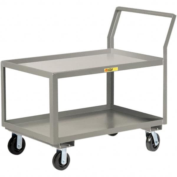 Little Giant - 3,600 Lb Capacity, 30" Wide x 60" Long x 42" High Utility Cart - 2 Shelf, Steel, 2 Rigid/2 Swivel Casters - Makers Industrial Supply