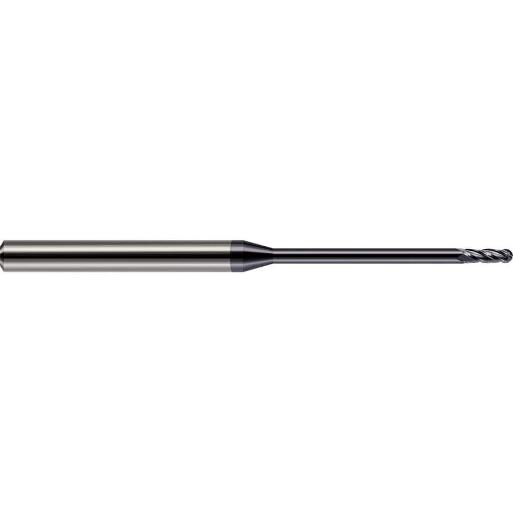 Harvey Tool - Ball End Mills; Mill Diameter (Inch): 1/16 ; Mill Diameter (Decimal Inch): 0.0620 ; Number of Flutes: 4 ; Length of Cut (Decimal Inch): 0.1860 ; Material: Solid Carbide ; Overall Length (Inch): 2 - Exact Industrial Supply