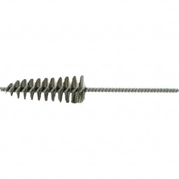 Brush Research Mfg. - 1-5/8" Diam Helical Stainless Steel Tube Brush - Single Spiral, 0.006" Filament Diam, 4-1/2" Brush Length, 10" OAL, 0.292" Diam Galvanized Steel Shank - Makers Industrial Supply