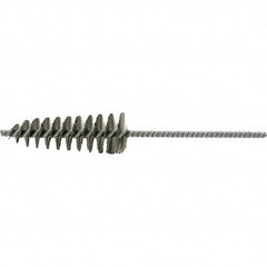 Brush Research Mfg. - 1-5/8" Diam Helical Stainless Steel Tube Brush - Single Spiral, 0.006" Filament Diam, 4-1/2" Brush Length, 10" OAL, 0.292" Diam Galvanized Steel Shank - Makers Industrial Supply