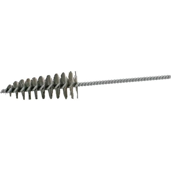 Brush Research Mfg. - 1-3/4" Diam Helical Steel Tube Brush - Single Spiral, 0.012" Filament Diam, 4-1/4" Brush Length, 10" OAL, 0.292" Diam Galvanized Steel Shank - Makers Industrial Supply