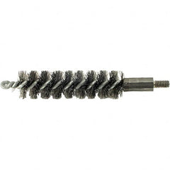 Brush Research Mfg. - 1/2" Diam Helical Steel Tube Brush - Single Spiral, 0.006" Filament Diam, 2" Brush Length, 2-9/16" OAL, 0.14" Diam Galvanized Steel Shank - Makers Industrial Supply