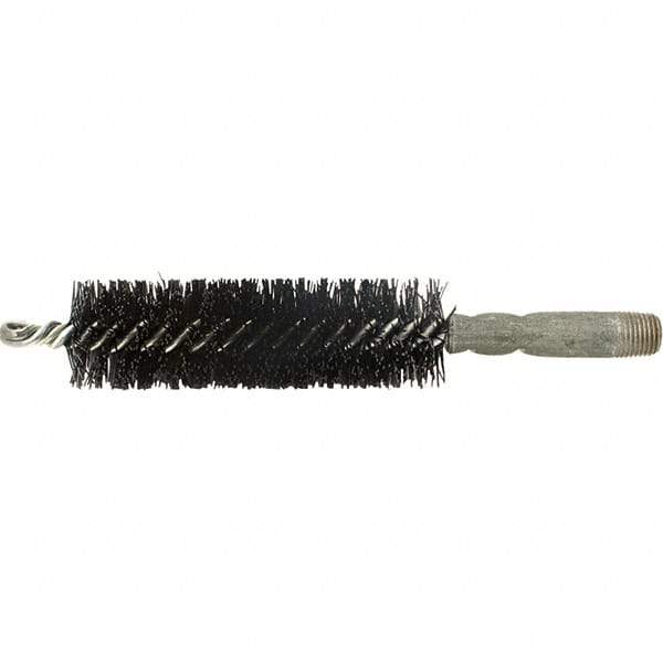 Brush Research Mfg. - 7/16" Diam Helical Nylon Tube Brush - Single Spiral, 0.01" Filament Diam, 2" Brush Length, 2-9/16" OAL, 0.14" Diam Galvanized Steel Shank - Makers Industrial Supply