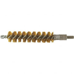 Brush Research Mfg. - 9/16" Diam Helical Brass Tube Brush - Single Spiral, 0.005" Filament Diam, 2" Brush Length, 2-9/16" OAL, 0.14" Diam Galvanized Steel Shank - Makers Industrial Supply