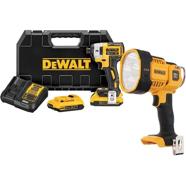 DeWALT - 20 Volt, 1/4" Drive, 20, 125, 152 Ft/Lb Torque, Cordless Impact Driver - 1000, 2800, 3250 RPM, 2 Lithium-Ion Batteries Included - Makers Industrial Supply