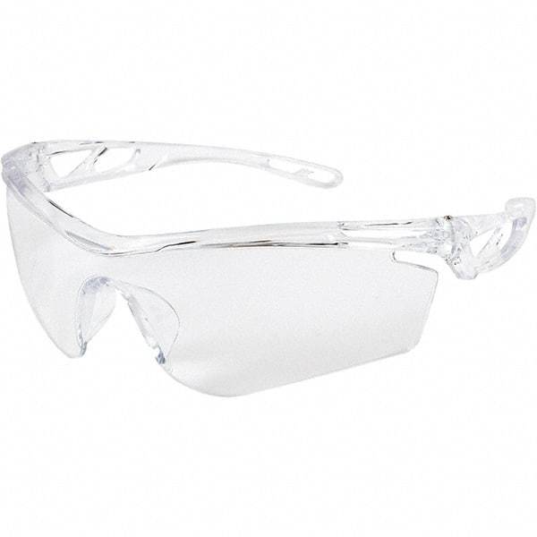 MCR Safety - Clear Lenses, Frameless Safety Glasses - Anti-Fog, Scratch Resistant, Polycarbonate Frame, Size M, Wrap Around - Makers Industrial Supply