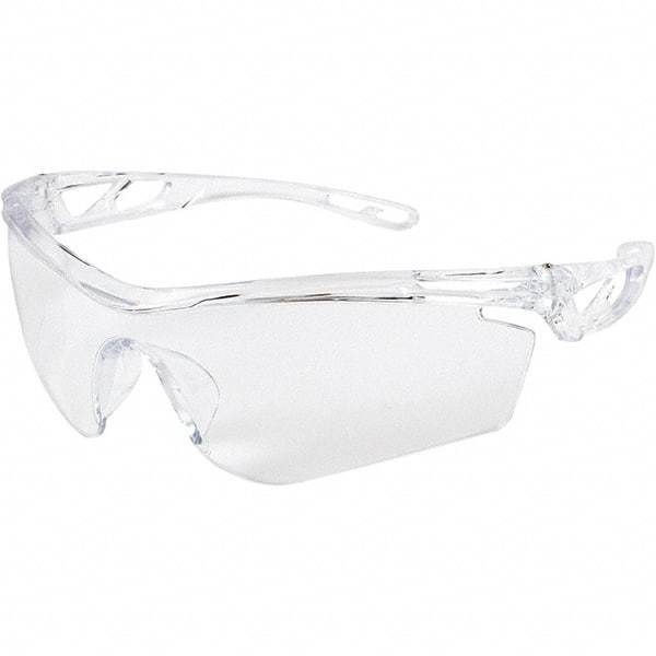 MCR Safety - Clear Lenses, Frameless Safety Glasses - Scratch Resistant, Polycarbonate Frame, Size M, Wrap Around - Makers Industrial Supply