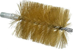 Schaefer Brush - 4-1/2" Brush Length, 3-1/2" Diam, Double Stem, Single Spiral Tube Brush - 8" Long, Brass, 1/4" NPSM Male Connection - Makers Industrial Supply