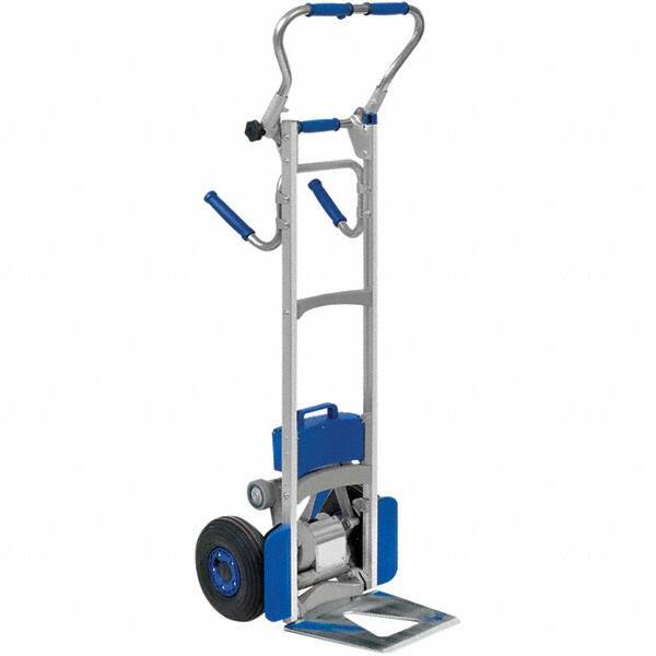 Wesco Industrial Products - 300 Lb Capacity 53-1/2" OAH Stair Climbing Battery Powered Hand Truck - Continuous Handle, Aluminum, Pneumatic Wheels - Makers Industrial Supply