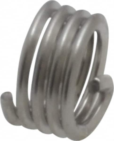 Recoil - #10-32 UNF, 0.19" OAL, Free Running Helical Insert - 4-1/8 Free Coils, Tanged, Stainless Steel, Bright Finish, 1D Insert Length - Makers Industrial Supply