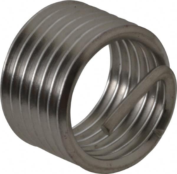 Recoil - 7/16-20 UNF, 0.438" OAL, Free Running Helical Insert - 6-5/8 Free Coils, Tanged, Stainless Steel, Bright Finish, 1D Insert Length - Makers Industrial Supply