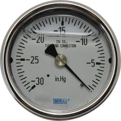 Wika - 2-1/2" Dial, 1/4 Thread, 30-0 Scale Range, Pressure Gauge - Center Back Connection Mount, Accurate to 2-1-2% of Scale - Makers Industrial Supply