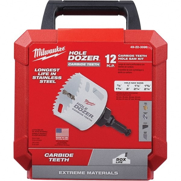 Milwaukee Tool - Hole Saw Kits Minimum Saw Diameter (Inch): 7/8 Maximum Saw Diameter (Inch): 2-1/2 - Makers Industrial Supply