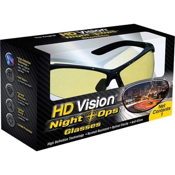 HD Vision - Yellow Lenses, Frameless Polarized Glasses - Anti-Fog, Scratch Resistant, Yellow Frame, Size Universal, Over the Glasses - Makers Industrial Supply