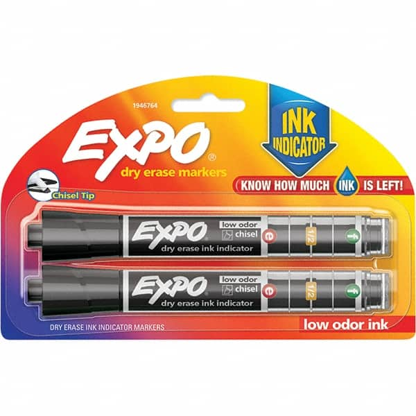 Expo - Dry Erase Markers & Accessories; Display/Marking Boards Accessory Type: Dry Erase Markers ; For Use With: Dry Erase Marker Boards ; Detailed Product Description: Expo Ink Indicator Chisel Tip Dry Erase Marker 2/Pk ; Color: Black - Makers Industrial Supply