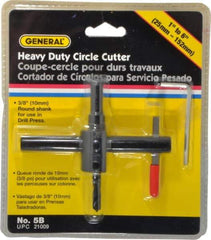 General - 1 to 6" Cutting Diam, Circle Cutter Tool - Straight Shank, 3/8" Shank Diam - Makers Industrial Supply