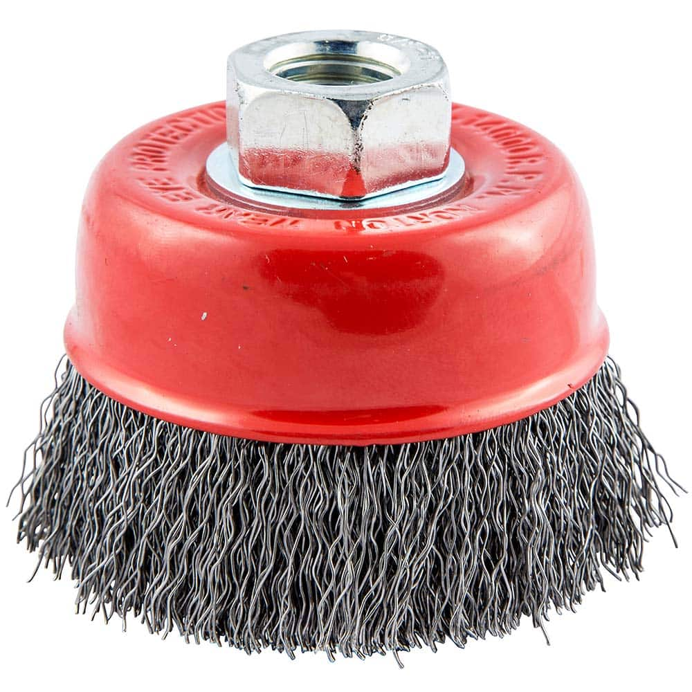 Norton - 2-3/4" Diam 5/8-11 Threaded Arbor Carbon Steel Fill Cup Brush - Makers Industrial Supply