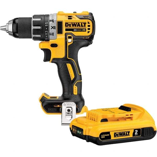 DeWALT - 20 Volt 1/2" Chuck Mid-Handle Cordless Drill - 0-500 & 0-2000 RPM, Keyless Chuck, Reversible, Lithium-Ion Batteries Not Included - Makers Industrial Supply