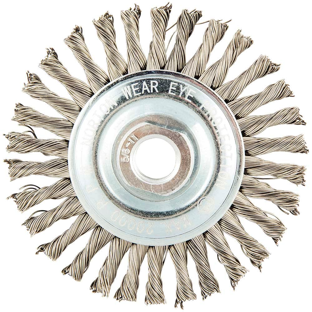 Norton - 4" OD, 5/8-11 Arbor Hole, Stringer Bead Stainless Steel Wheel Brush - Makers Industrial Supply