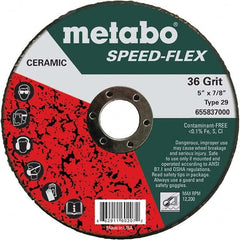 Metabo - 5" Diam, 7/8" Hole, 36 Grit Ceramic Alumina Fiber Disc - Makers Industrial Supply