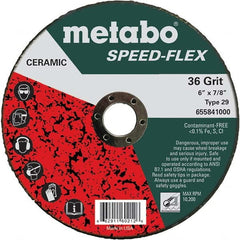 Metabo - 6" Diam, 7/8" Hole, 36 Grit Ceramic Alumina Fiber Disc - Makers Industrial Supply