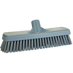 Vikan - 1.7" Bristle Length, Polyester Scrub Brush - 11-1/4" Long x 3" Wide Head, 11-1/4" OAL, Gray, Polypropylene Block - Makers Industrial Supply